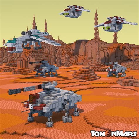 Star Wars in Minecraft | Geonosis scene including 1:1 AT-TE, LAATs and ...