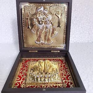 MEHAKENT Gold and Silver Plated Radha Krishna Prayer Box Small ...