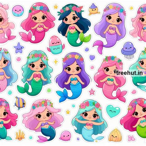 Printable Mermaid Stickers and 20 Craft Activities for Kids, Adults ...
