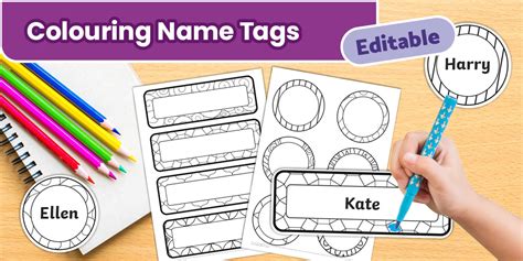 Editable Colouring Name Tags