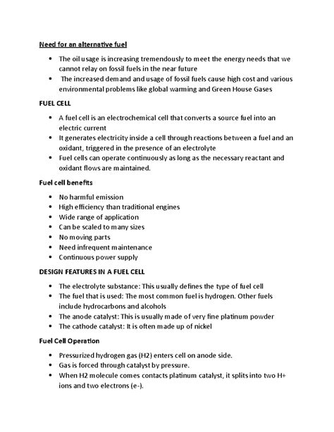 Alternative fuel- fuel cells - Need for an alternative fuel The oil ...