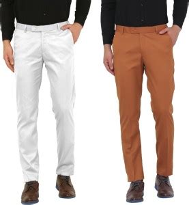 Hem and Stitch Slim Fit Men White, Brown Trousers - Buy Hem and Stitch ...