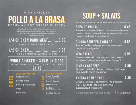 Menu for Viva Chicken Concord in Concord, NC | Sirved