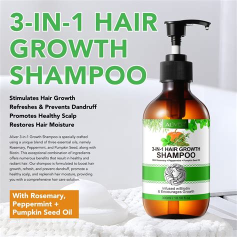 Aliver 3-in-1 Hair Growth Shampoo (Pumpkin Seed Oil, Rosemary, Mint ...