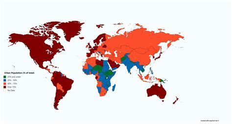 Map : Urban Population (% of total). Data from World Bank. – Infographic.tv – Number one ...
