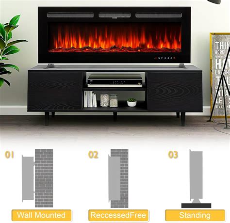 Buy Aoxun Electric Fireplace, 50'' in Wall Recessed and Wall-Mounted ...