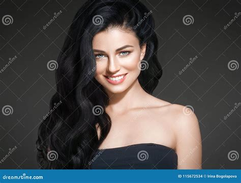 Beautiful Black Hair Woman Beauty Portrait. Amazing Hairstyle Fe Stock ...