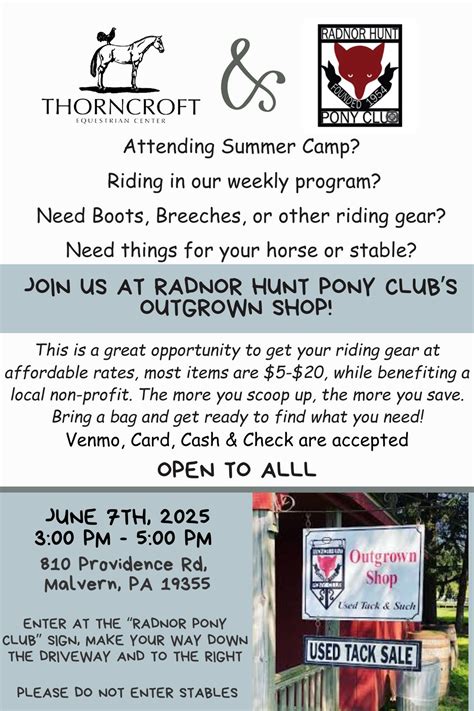 Radnor Hunt Pony Club Outgrown Shop, Radnor Hunt Pony Club, Malvern, 7 ...