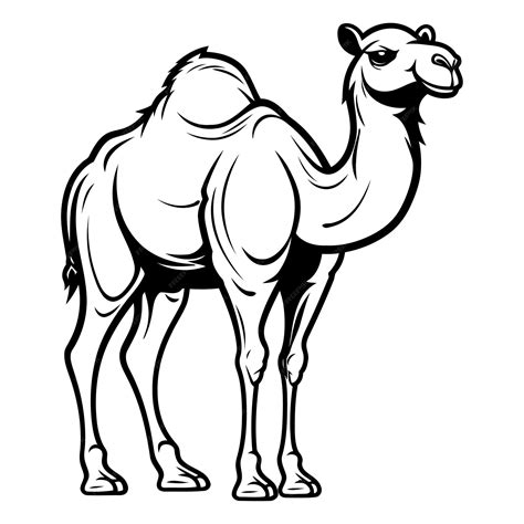 Black and white illustration of a camel standing perfect for design ...