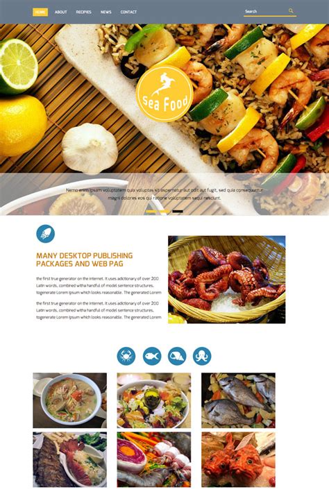 海鲜餐饮美食网站模板_站长素材