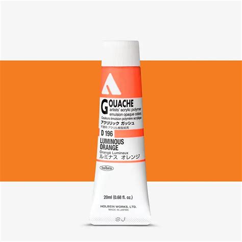 Holbein Acrylic Gouache Luminous Orange 20ml | Artzo India