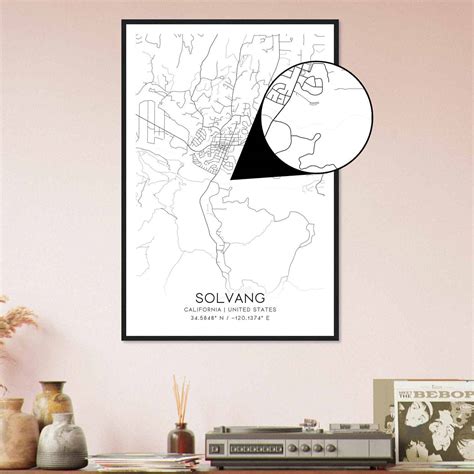 Solvang California Map Poster, Modern Home Decor Wall Art Print ...