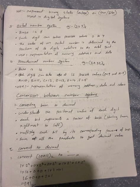 Binary, Octal, and Hexadecimal Number Systems - Notes (IMG 1749) - Studocu