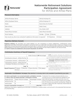 Fillable Online Nationwide Retirement Solutions Participation Agreement ...