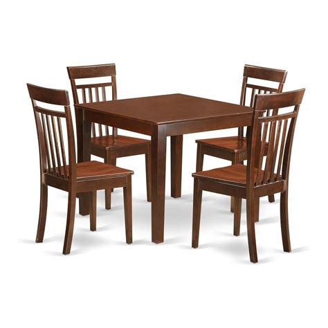Dining Table Set with Chairs - 36" Square Mahogany Kitchen Table - 5 ...