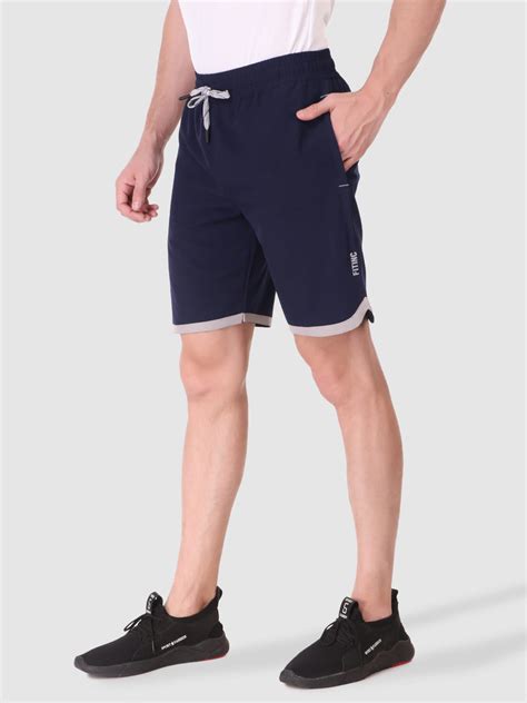 Fitinc N.S Lycra Navy Blue Shorts for Men with Zipper Pockets – FITINC