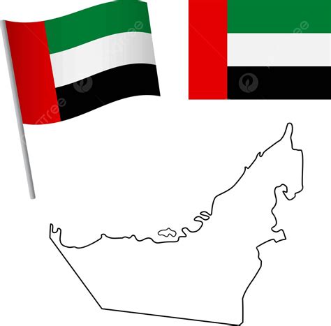 United Arab Flag And Map National Map United Arab Vector, National, Map ...