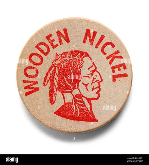 Wooden Nickel Coin with Indian Head Cut Out on White Stock Photo - Alamy