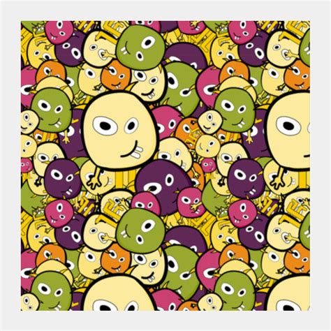 Doodle Characters Pattern Square Art Prints PosterGully Specials
