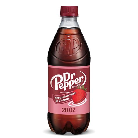 Dr Pepper Strawberries & Cream Soda Pop, Unique Blend of 23 Flavors, 20 ...