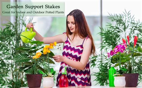 Xfopz 20 Pcs Plant Stakes Green Adjustable Garden Single Stem Plant ...