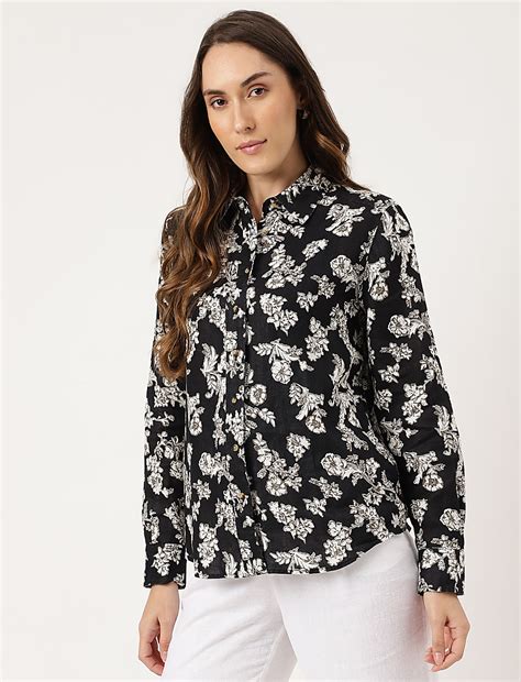 Buy Linen Floral Printed Regular Fit Shirt at Marks & Spencer