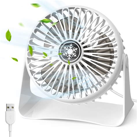 CUQOO Powerful USB Desk Fan - Mini Desk Fan with 3 Speed Settings - 360 ...