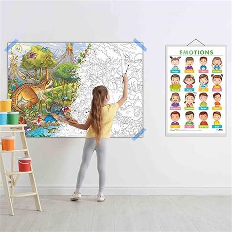 EMOTIONS CHART and GIANT DINOSAUR COLOURING POSTER | SET OF 1 CHART and ...