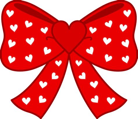Cute Red Bow with Hearts - Free Clip Art