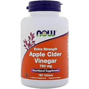 Now Foods, Apple Cider Vinegar, Extra Strength, 750 mg, 180 Tablets ...