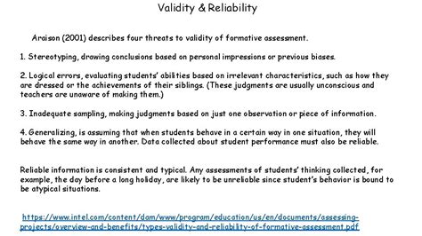 Image result for Reliability Validity Formative Assessment