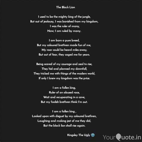 The Black Lion I used... | Quotes & Writings by Kingsley Eze | YourQuote