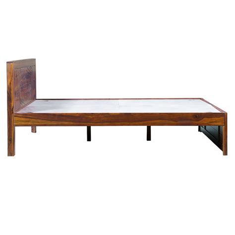 Sirius Sheesham Wood Queen Size Bed in Honey Finish– WOODPEEL FURNITURE ...
