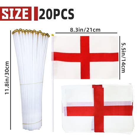 20PCS Small England Flags on Sticks, Hand waving Flags, England Football Decorations 2022 ...