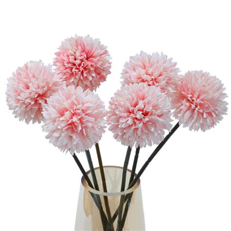 Buy Anna Homey Deocr 6 pcs Pink Artificial Chrysanthemum Ball Flowers ...