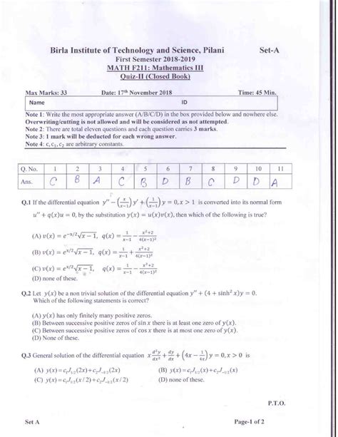 2018-19 Quiz 2 - question paper - Mathematics I - Studocu