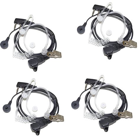 HQRP 4-Pack Hands Free 2-Pin Headset with Earpiece and Microphone ...