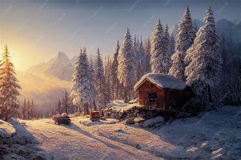 Premium Photo | Beautiful winter landscape in oil painting style