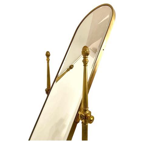 Classic Baroque Style Brass Floor Mirror, Italy 1950s at 1stDibs