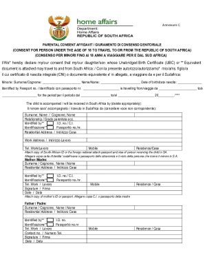 Fillable Online lnx sudafrica requirements for children travelling ...