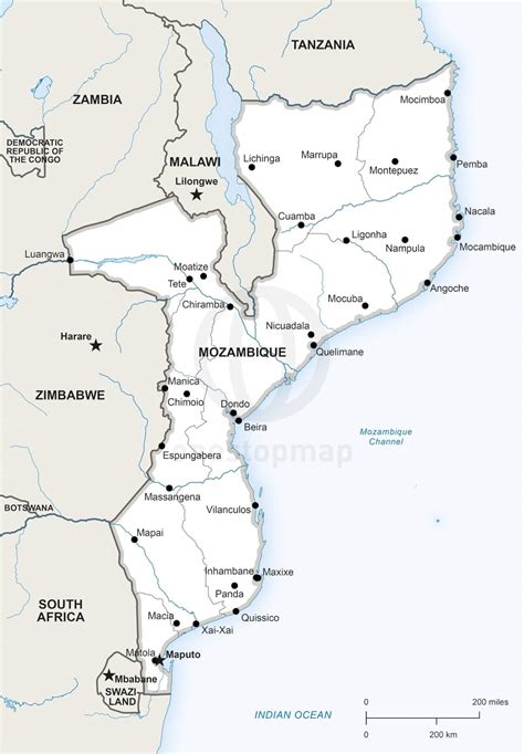 Vector Map of Mozambique | One Stop Map