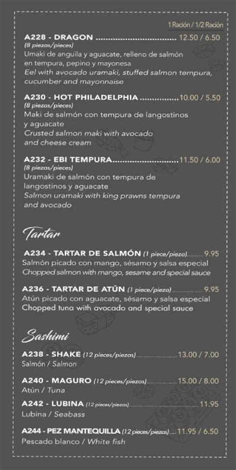Sushi Menu