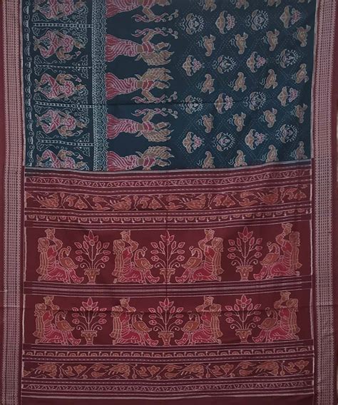 Black maroon handloom cotton ikat sambalpuri saree – GoSwadeshi