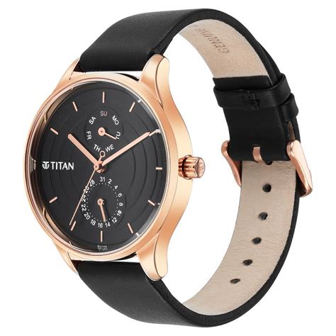 Buy Online Titan Neo Workdays Black Dial Quartz Multifunction Leather ...