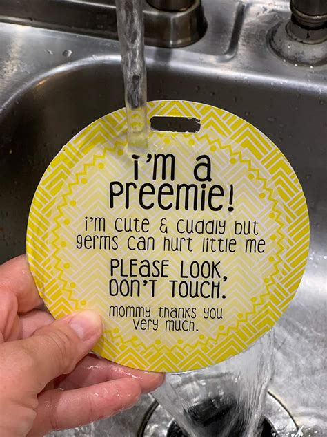 Three Little Tots Yellow Preemie Tag - I'm A Preemie, Your Germs Are ...