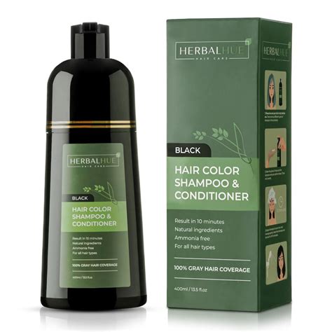 Buy HerbalHue Black Hair Dye Shampoo & Conditioner, Natural Shampoo 3 ...