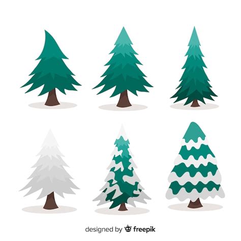 Collection of flat christmas trees | Free Vector