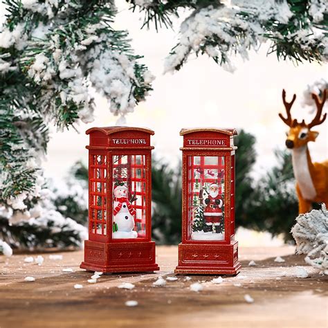 Buy Cheers.US Christmas Snow Globe Lantern Phone Booth, Swirling Water ...