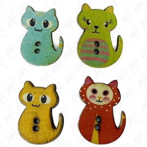 Wooden Cute Kitty Buttons(Set of 6 Buttons) – Ani Accessories