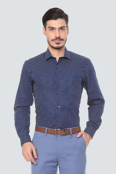Buy Men Blue Print Full Sleeves Formal Shirt Online - 292618 | Louis ...